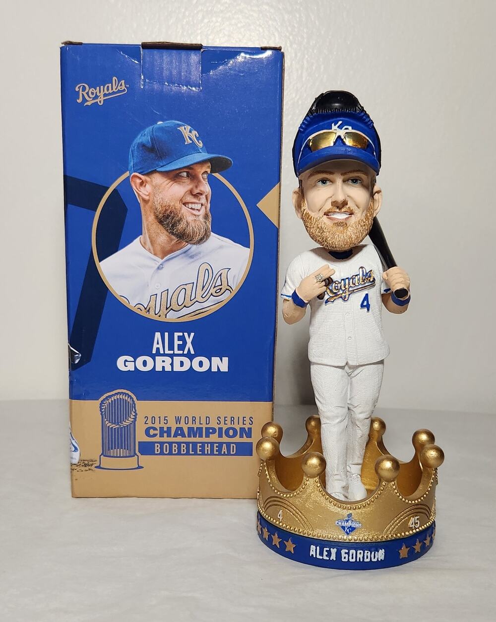 KC Alex Gordon 2015 World Series Champion Bobblehead SGA Pre-owned